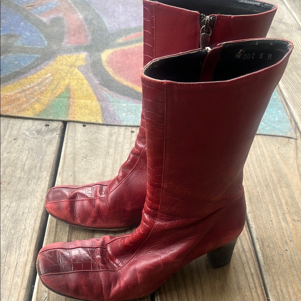 Red Leather Women's Boots